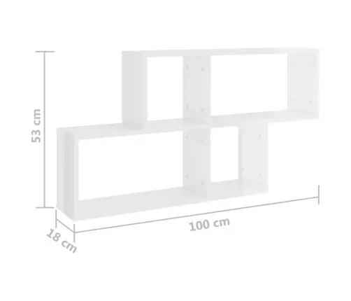 Sienas Plaukts, Spīdīgi Balts, 100X18X53 Cm, Inženierijas Koks Vidaxl