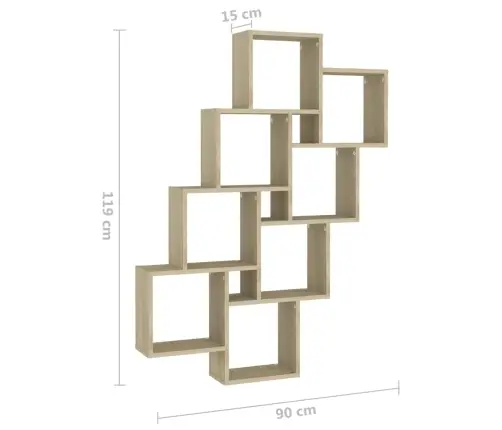 Sieninė Lentyna, Sonoma Ąžuolo, 90X15X119cm Apdirbta Mediena
