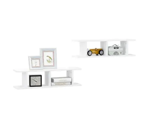 Seinariiulid 2 Tk, Valge, 75X18X20 cm Tehispuit