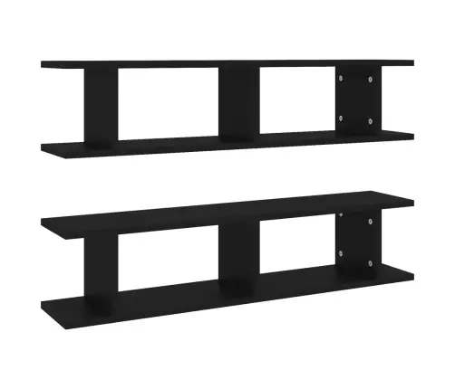 Sienas Plaukti, 2 Gab., 90X18X20 Cm, Melni, Inženierijas Koks Vidaxl