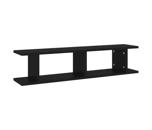 Sienas Plaukti, 2 Gab., 90X18X20 Cm, Melni, Inženierijas Koks Vidaxl