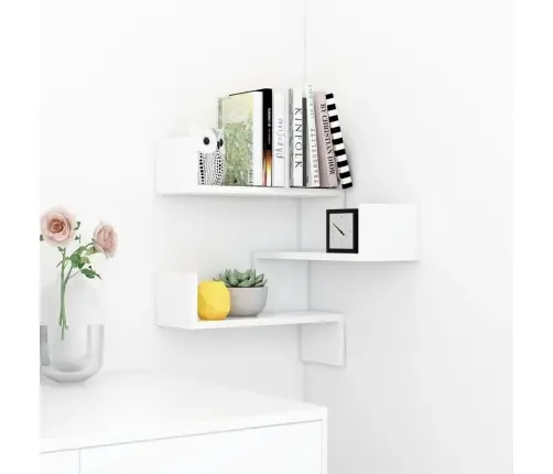 Sienas Stūra Plaukts, Balts, 40X40X50 Cm, Inženierijas Koks Vidaxl