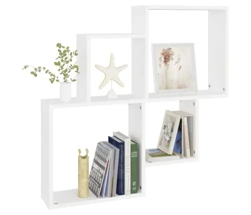 Kuba Formas Sienas Plaukts, Balts, 80X15X78,5 Cm Vidaxl