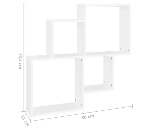 Kuba Formas Sienas Plaukts, Balts, 80X15X78,5 Cm Vidaxl