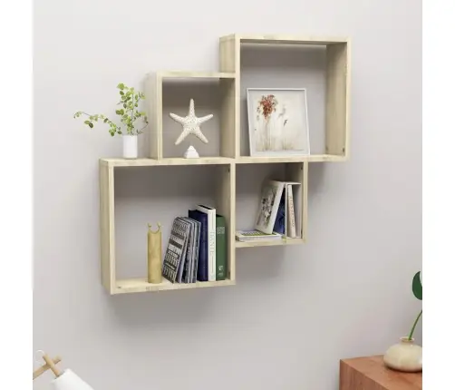 Kuba Formas Sienas Plaukts, Ozolkoka Krāsa, 80X15X78,5 Cm Vidaxl