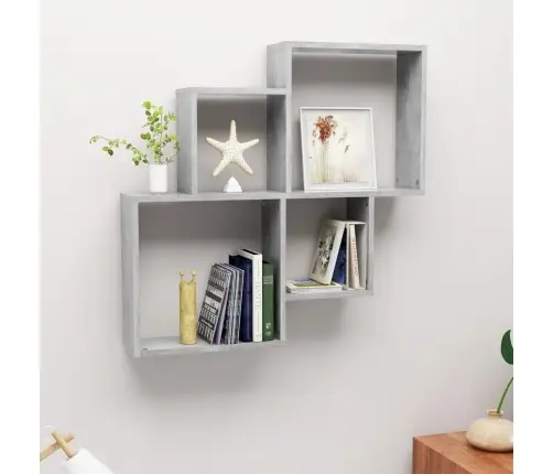 Sieninė Lentyna, Betono Pilka, 80X15X78,5cm Apdirbta Mediena