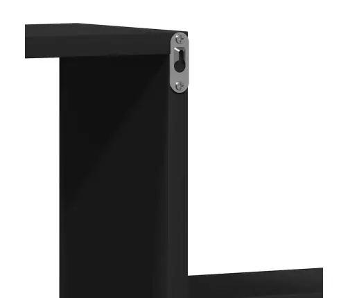 Sieninės Lentynos, 2Vnt., Juodos, 100X15X20cm Apdirbta Mediena