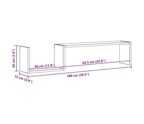 Sieninės Lentynos, 2Vnt., Juodos, 100X15X20cm Apdirbta Mediena