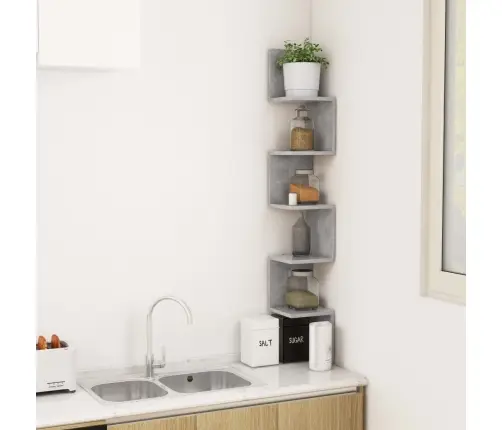 Sienas Stūra Plaukts, Betona Pelēks, 20X20X127,5 Cm Vidaxl