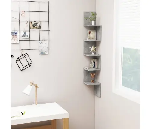 Sienas Stūra Plaukts, Betona Pelēks, 20X20X127,5 Cm Vidaxl