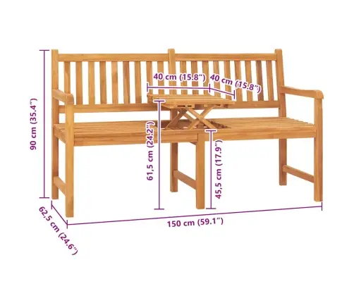 3-Kohaline Aiapink Lauaga 150 cm Toekas Tiikpuit