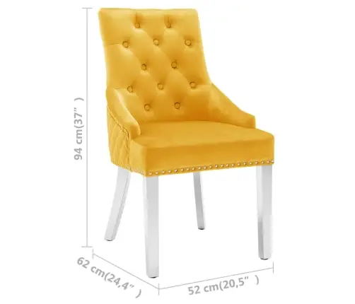 Virtuves Krēsli, 2 Gab., Dzeltens Samts Vidaxl