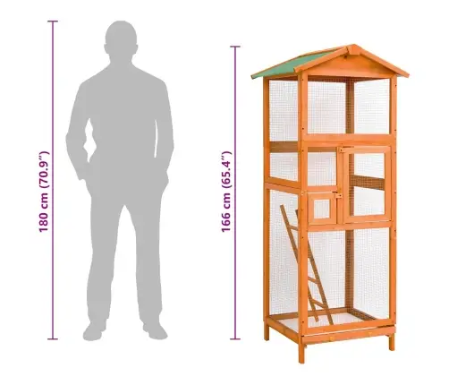 Putnu Būris, 68X62X166 Cm, Egles Masīvkoks Vidaxl