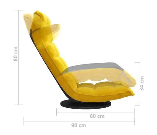 Grozāms Grīdas Krēsls, Dzeltens Samts Vidaxl