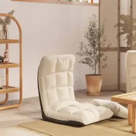 Salokāms Grīdas Krēsls, Krēmkrāsas Audums Vidaxl