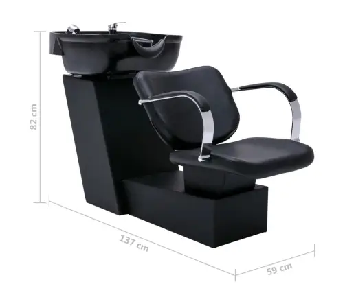 Frizieru Krēsls Ar Izlietni, Melns, 137X59X82 Cm, Mākslīgā Āda Vidaxl