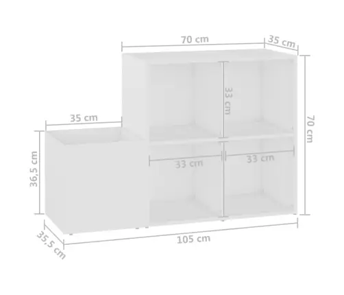 Apavu Skapis, Balts, 105X35,5X70 Cm, Inženierijas Koks Vidaxl