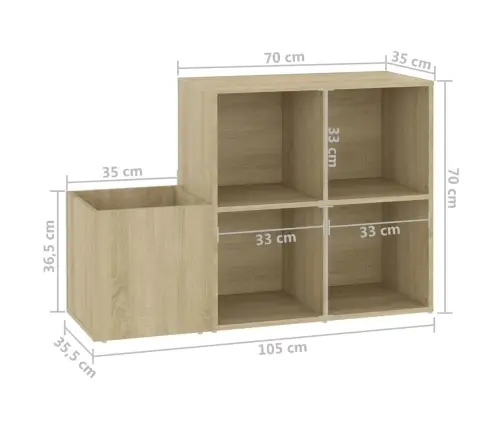 Apavu Skapis, Ozolkoka, 105X35,5X70 Cm, Inženierijas Koks Vidaxl