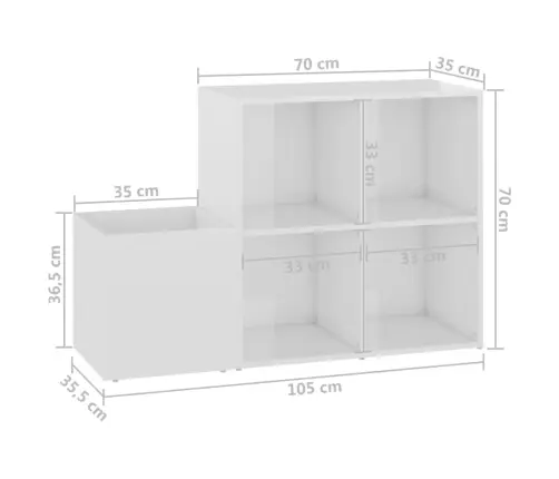 Koridoriaus Spintelė Batams, Balta, 105X35,5X70cm Mediena