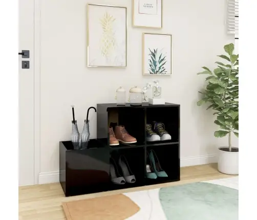 Apavu Skapis, Spīdīgi Melns, 105X35,5X70 Cm, Inženierijas Koks Vidaxl