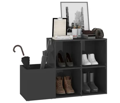 Apavu Skapis, Spīdīgi Pelēks, 105X35,5X70 Cm, Inženierijas Koks Vidaxl