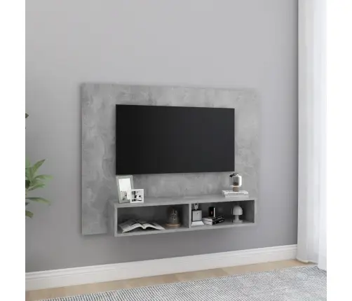 Sienas Tv Plaukts Betona Pelēks 120X23,5X90Cm Inženierijas Koks Vidaxl