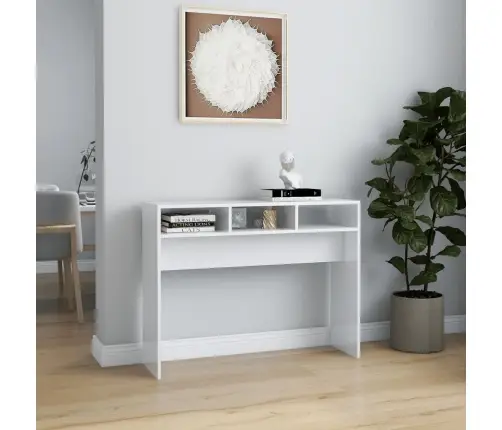 Konsolinis Staliukas, Baltas, 105X30X80cm Apdirbta Mediena