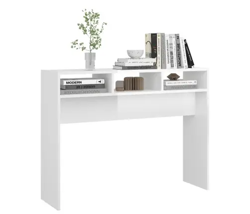 Konsolinis Staliukas, Baltas, 105X30X80cm Apdirbta Mediena