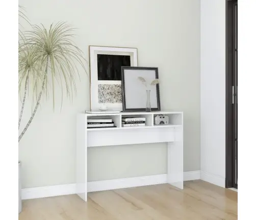 Konsolinis Staliukas, Baltas, 105X30X80cm Apdirbta Mediena