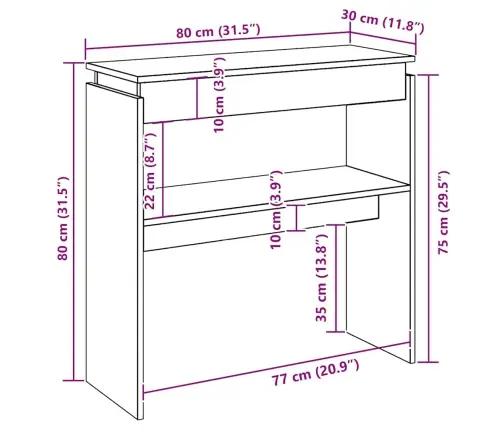 Konsoles Galdiņš, Betonpelēks, 80X30X80 Cm, Inženierijas Koks Vidaxl