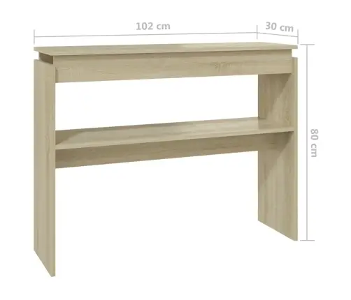 Konsoles Galdiņš, Ozolkoka Krāsā, 102X30X80Cm Inženierijas Koks Vidaxl