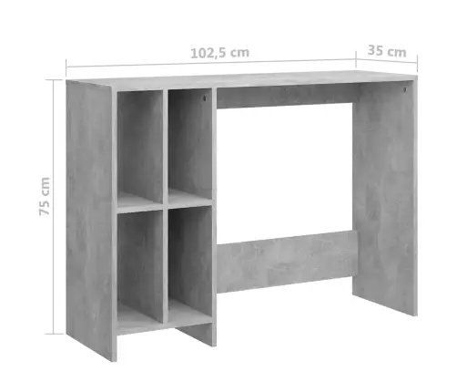 Rakstāmgalds, 102,5X35X75 Cm, Inženierijas Koks, Betona Pelēks Vidaxl