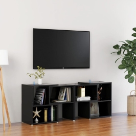 Tv Plaukts, 104X30X52 Cm, Spīdīgi Melns, Inženierijas Koks Vidaxl