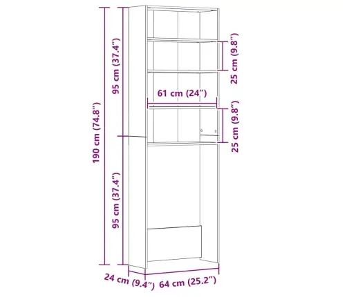 Veļasmašīnas Plaukts, 64X24X190 Cm, Spīdīgi Balts Vidaxl