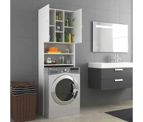 Veļasmašīnas Skapītis, 64X25,5X190 Cm, Balts Vidaxl