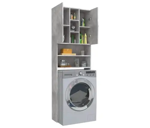 Veļasmašīnas Skapītis, 64X25,5X190 Cm, Betona Pelēks Vidaxl