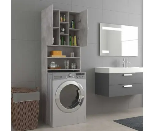 Veļasmašīnas Skapītis, 64X25,5X190 Cm, Betona Pelēks Vidaxl