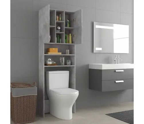 Veļasmašīnas Skapītis, 64X25,5X190 Cm, Betona Pelēks Vidaxl