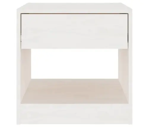 Naktinė Spintelė, Balta, 40X31X40cm Pušies Medienos Masyvas