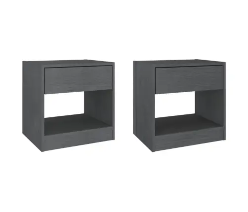 Naktsskapīši, 2 Gab., Pelēki, 40X31X40 Cm, Priedes Masīvkoks Vidaxl