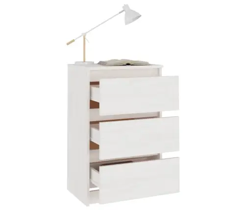 Naktsskapītis, Balts, 40X29,5X64 Cm, Priedes Masīvkoks Vidaxl