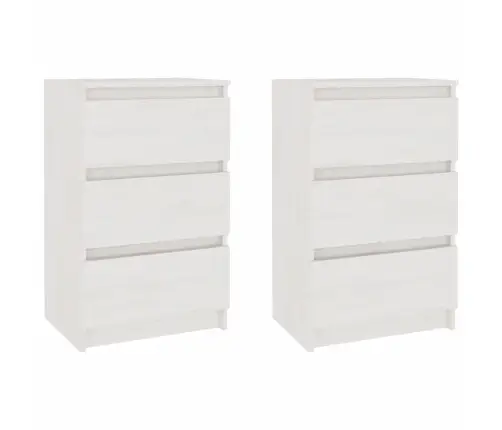 Naktsskapīši, 2 Gab., Balti, 40X29,5X64 Cm, Priedes Masīvkoks Vidaxl
