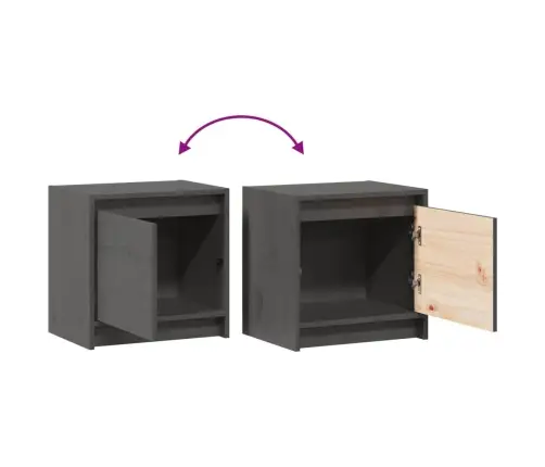 Naktinės Spintelės, 2Vnt., Pilkos, 40X30,5X40cm Pušies Masyvas