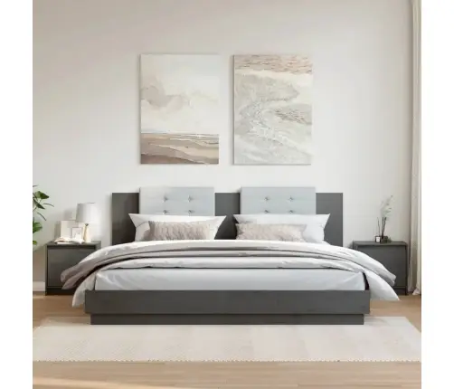 Naktinės Spintelės, 2Vnt., Pilkos, 40X30,5X40cm Pušies Masyvas