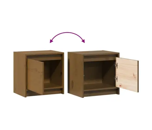 Naktinės Spintelės, 2Vnt., Medaus Rudos, 40X30,5X40cm Pušis