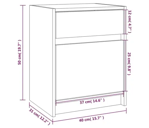 Naktsskapīši, 2 Gab., 40X31X50 Cm, Priedes Masīvkoks Vidaxl