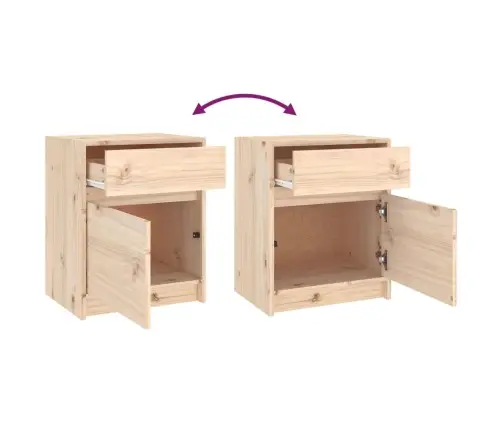 Naktsskapīši, 2 Gab., 40X31X50 Cm, Priedes Masīvkoks Vidaxl