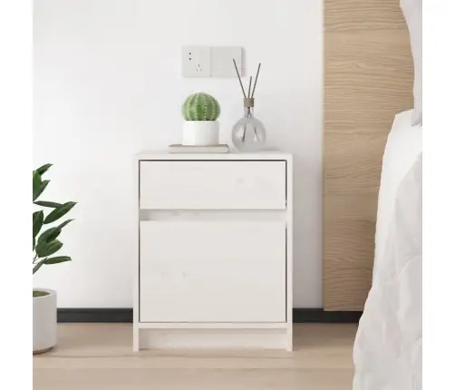 Naktsskapītis, Balts, 40X31X50 Cm, Priedes Masīvkoks Vidaxl
