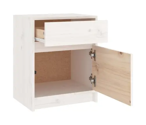 Naktsskapītis, Balts, 40X31X50 Cm, Priedes Masīvkoks Vidaxl