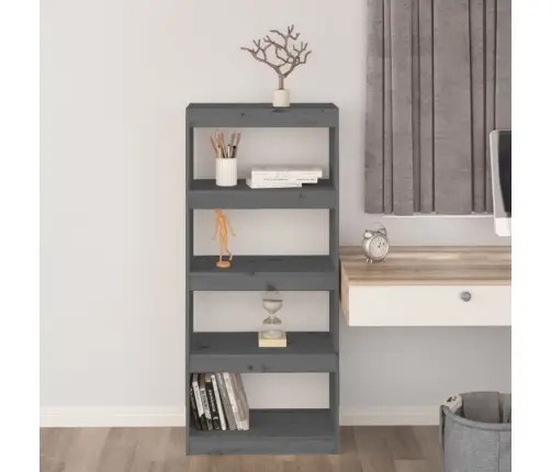 Grāmatu Plaukts, Pelēks, 60X30X135,5 Cm, Priedes Masīvkoks Vidaxl